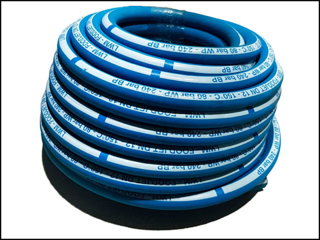 Шланг синий 5-ти слойный PVC, высокопрочный  DN12, 50 бар, 70 гр. С AQUAFOOD