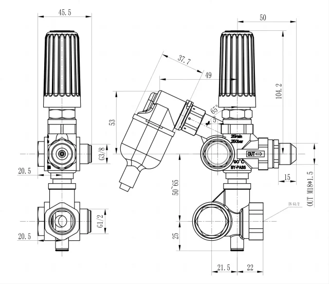 Регулятор давления Аквагид VRC300; 3/8шх1/2г BSP, 30л, 300бар (ANNOVI, NHD, FW2, GPB, TOR, TML)