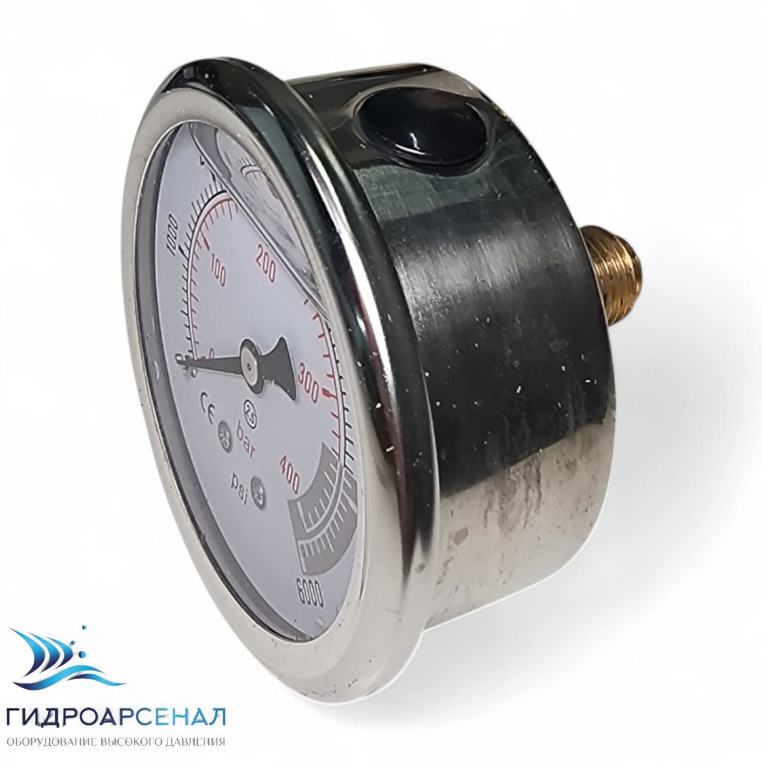 Манометр осевой 0-400атм АКВАГИД, 1/4ш, ф63мм.