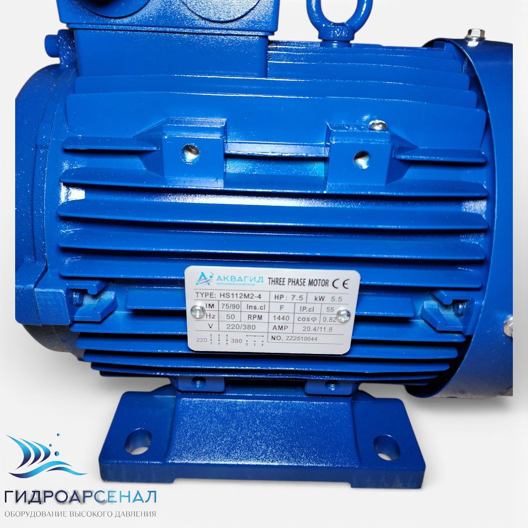 Электродвигатель Аквагид HS112M2-4 5.5 КВт/1450 S1 (2 подшипника), с полым валом ф24, фланец 87.